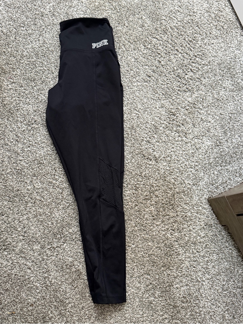 PINK Victoria's Secret Black High-Waist Mesh Panel Leggings